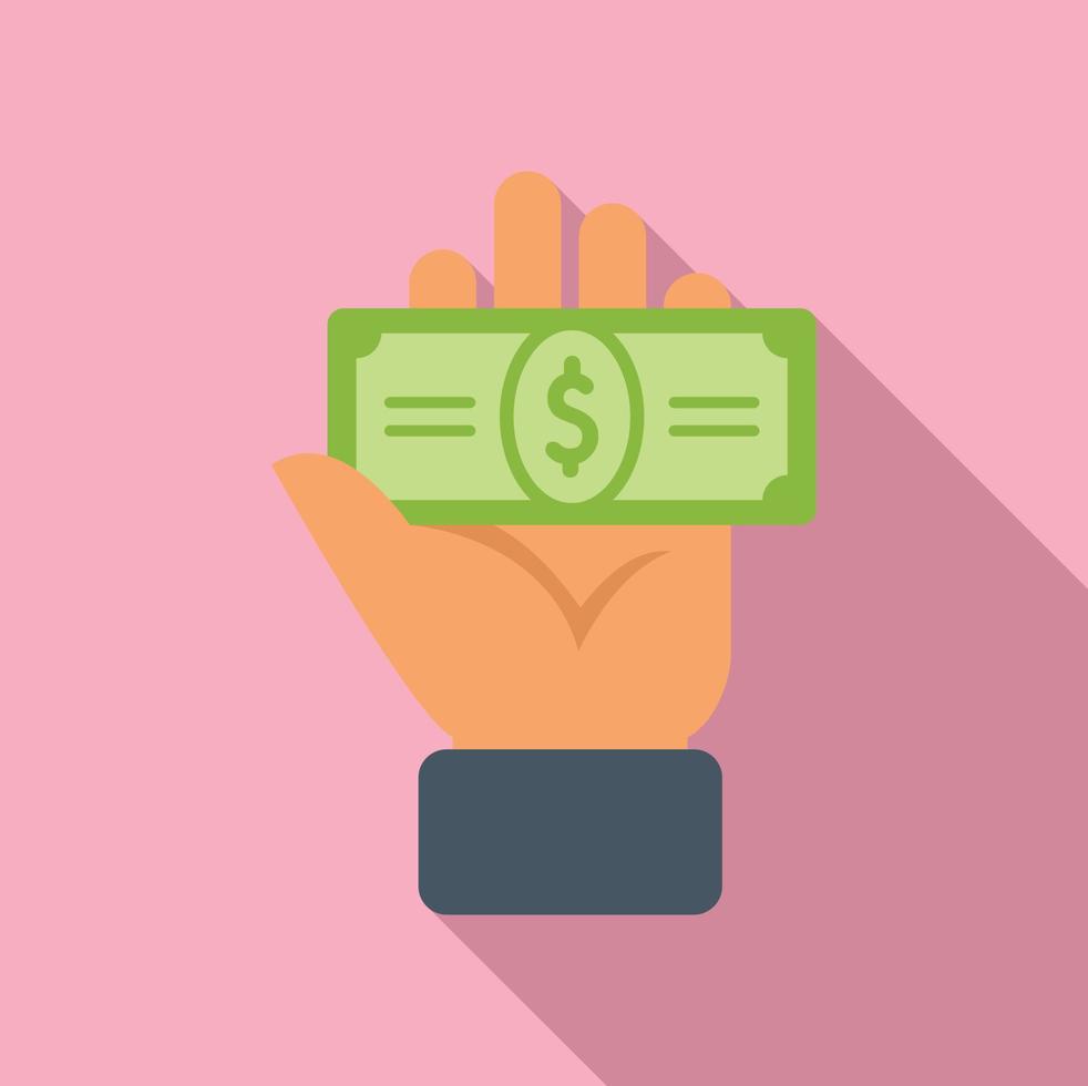 Hand give money cash icon flat vector. Charity donate vector