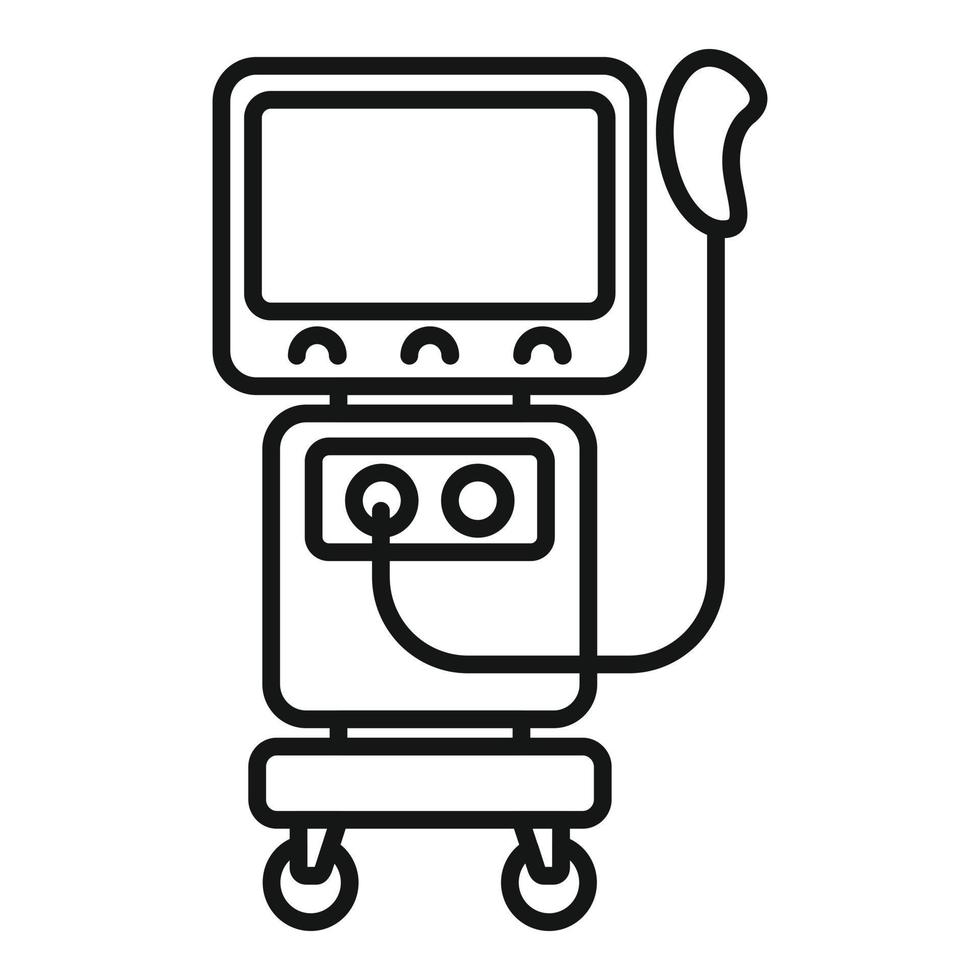 vector de contorno de icono de máquina de ventilador de cama. paciente medico