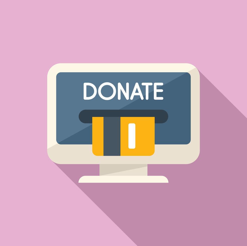 Donate online money icon flat vector. Charity help vector