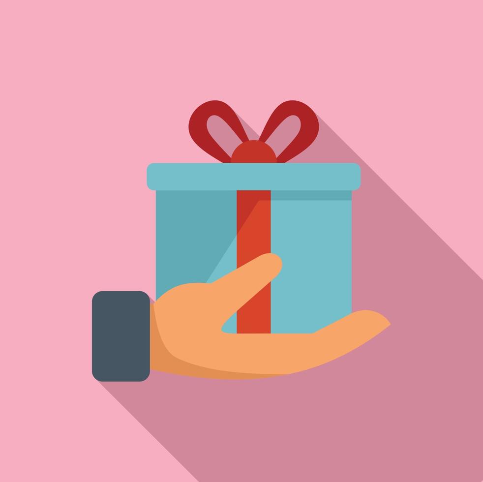 Gift box charity icon flat vector. Donate help vector