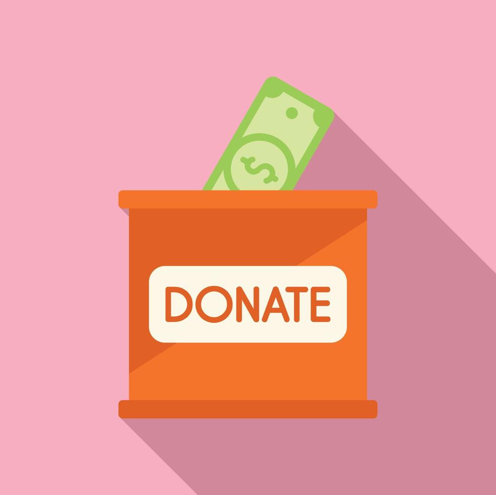 Donate money box icon flat vector. Charity help vector