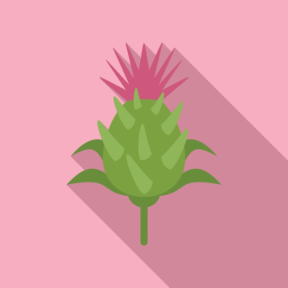 Thistle flower icon flat vector. Silymarin plant vector