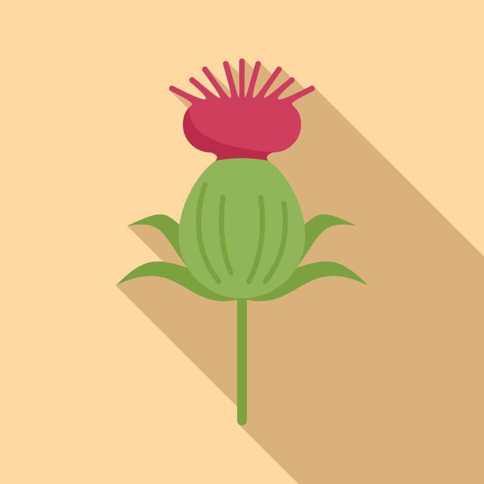 Thistle icon flat vector. Flower milk vector