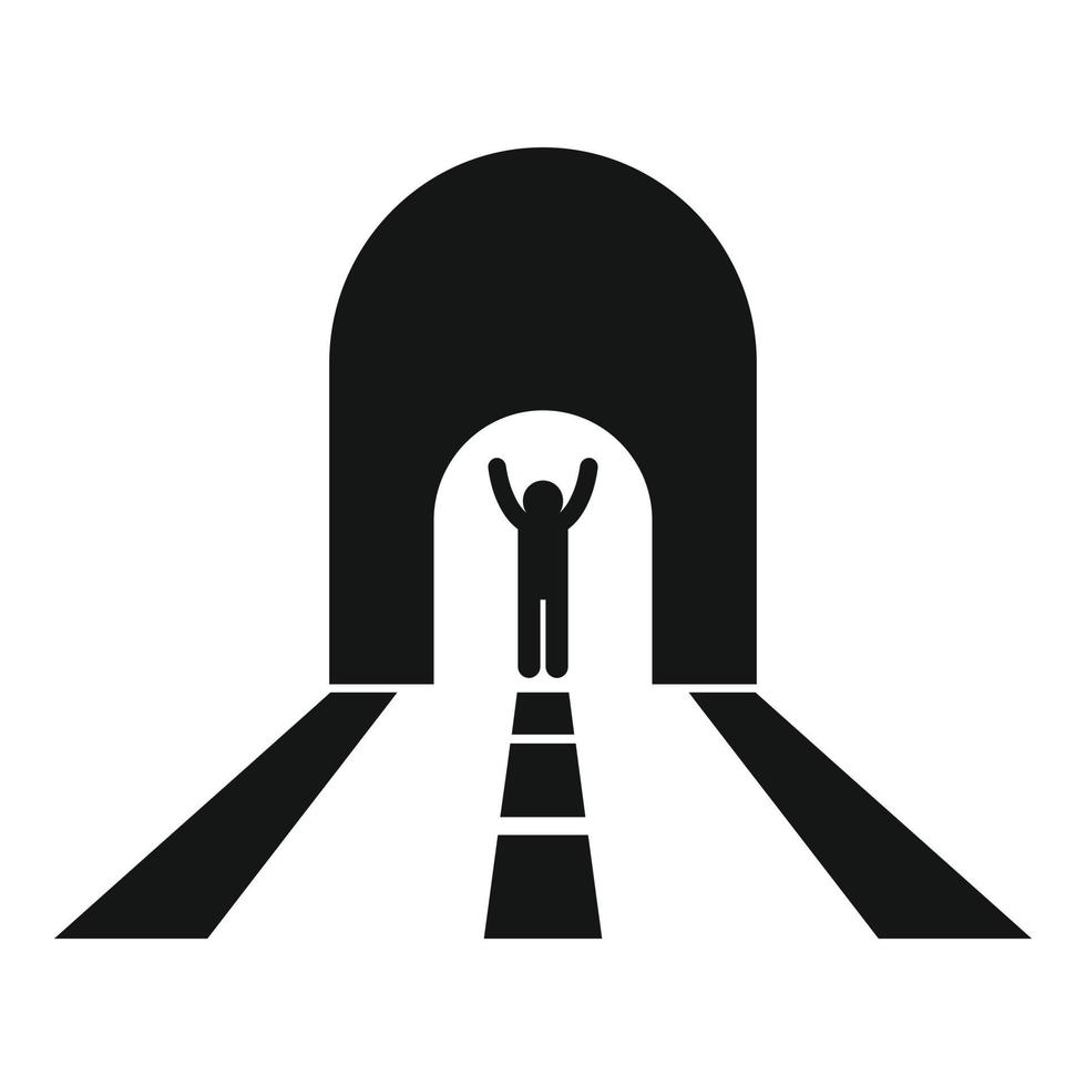 Man in tunnel icon simple vector. Road entrance vector