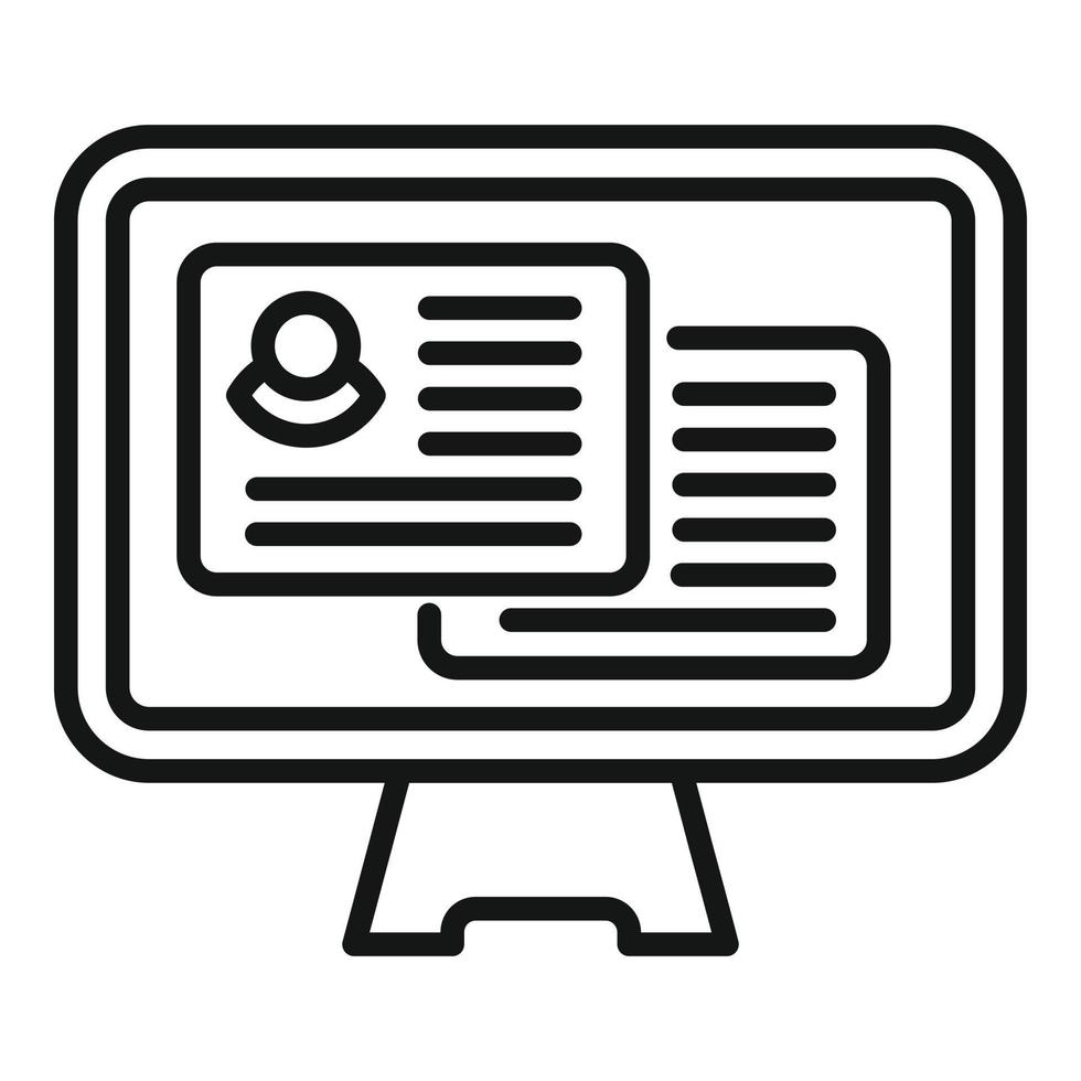Computer job search icon outline vector. Online business vector