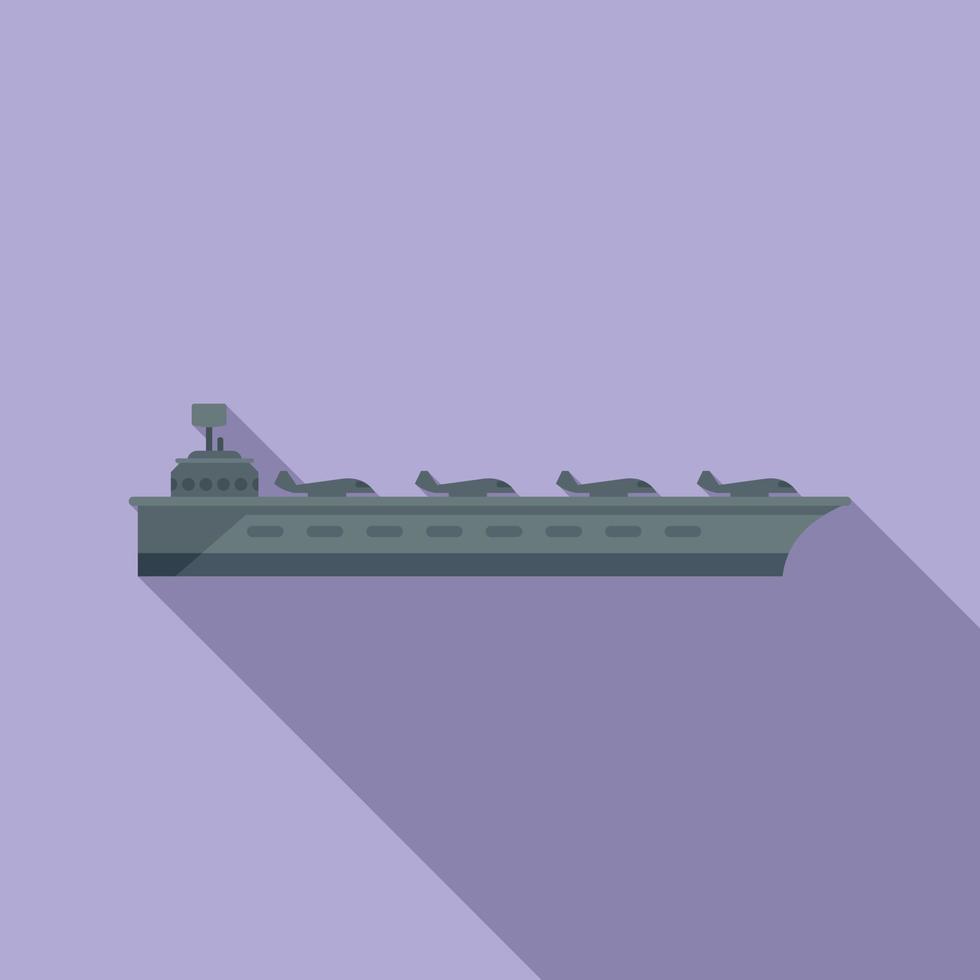 vector plano de icono de la marina de avión. buque de transporte