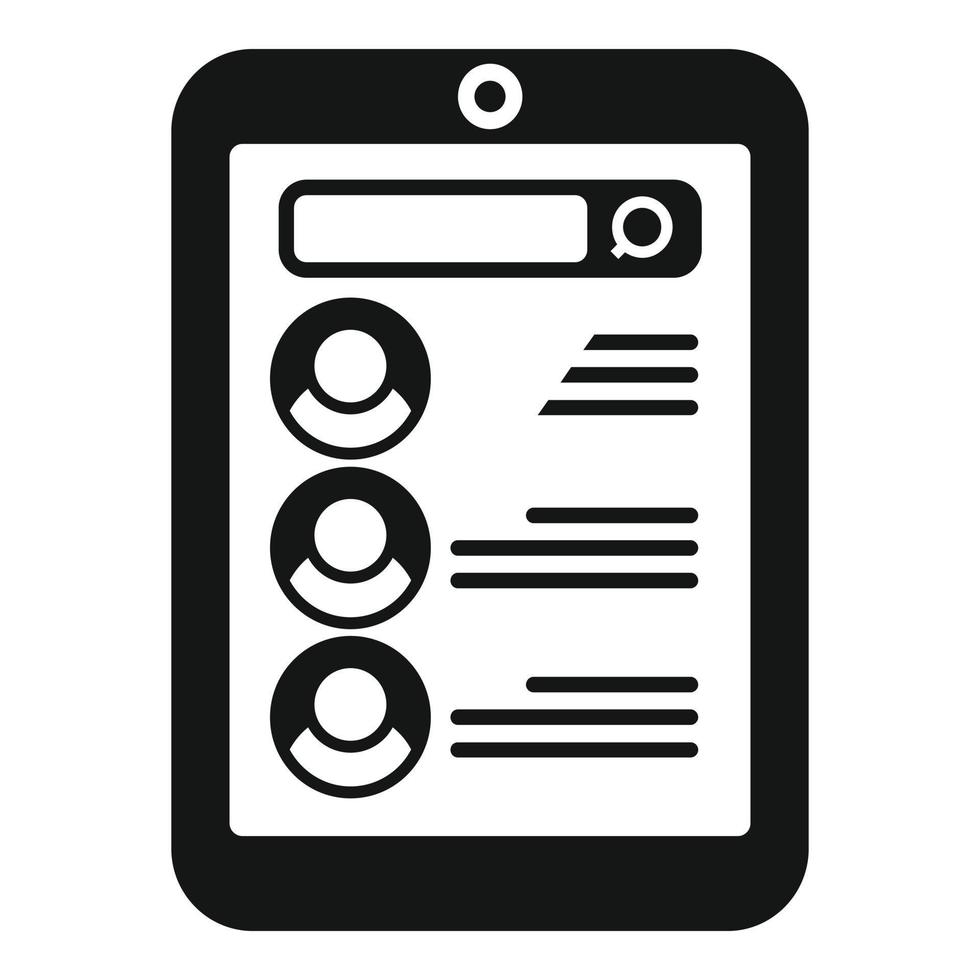 vector simple de icono de trabajo de tableta en línea. buscar empleo