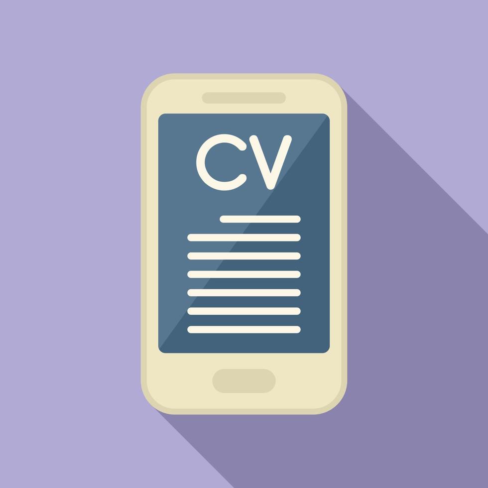 Cv phone icon flat vector. Internet work vector
