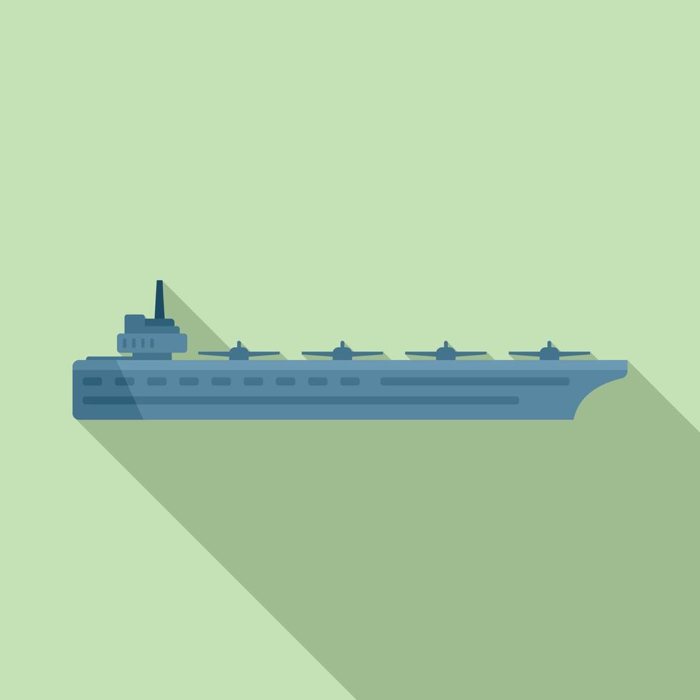 War aircraft carrier icon flat vector. Navy ship vector