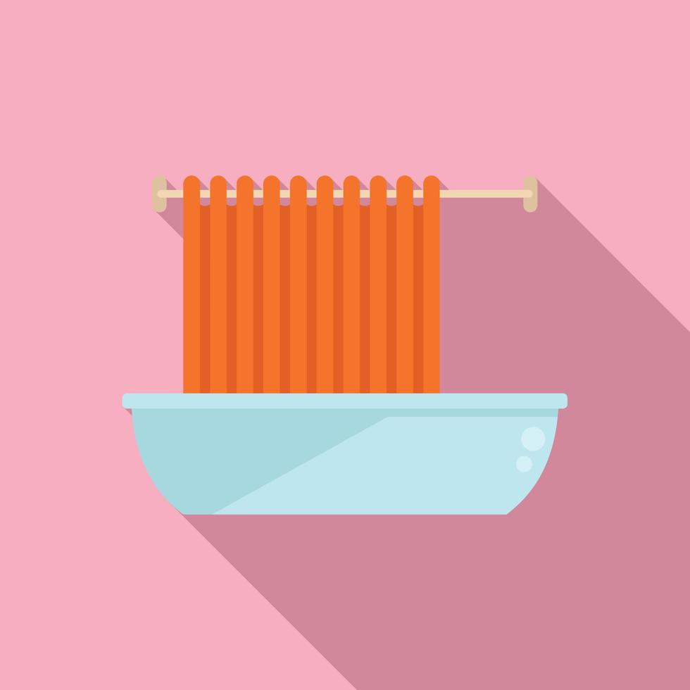 Shower curtain design icon flat vector. Bathtub room vector