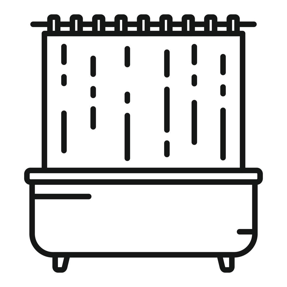 Old shower curtain icon outline vector. Bathroom tub vector