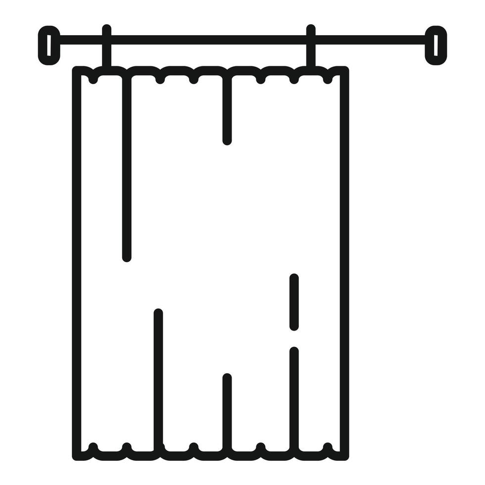 vector de contorno de icono de cortina de ducha de espuma. baño blanco