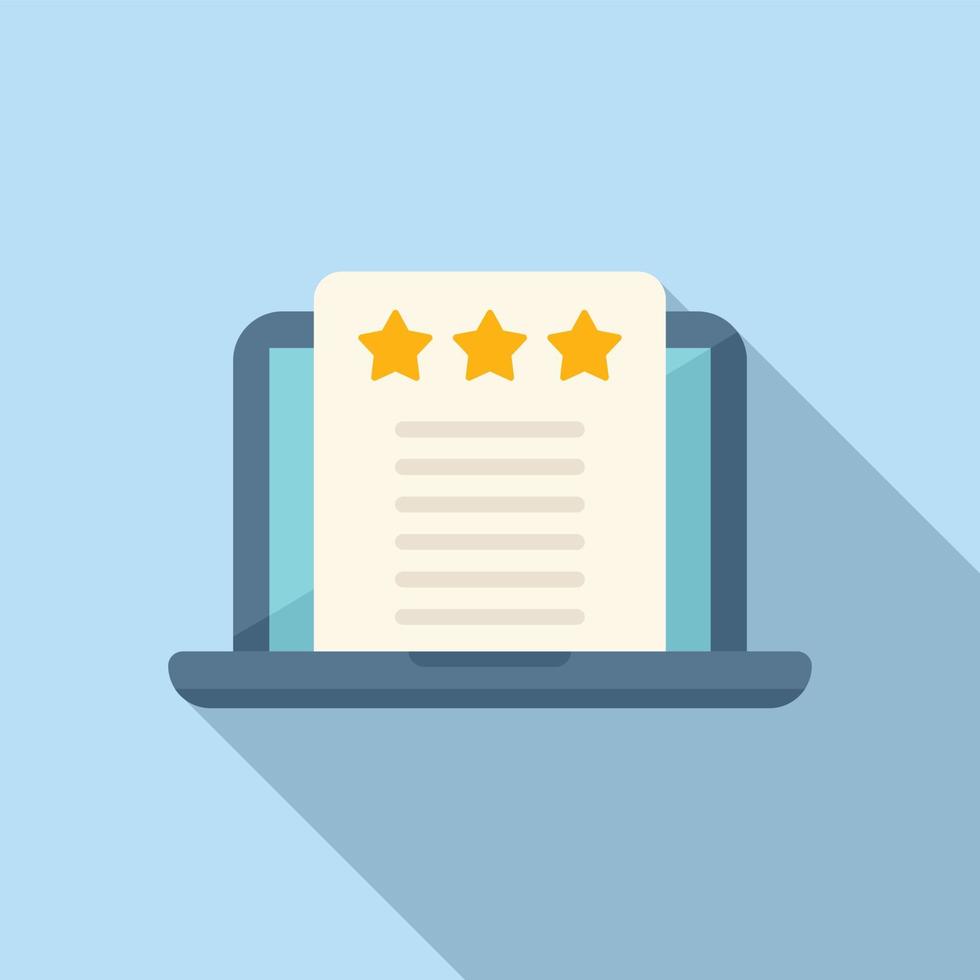 Laptop review icon flat vector. Credibility trust vector