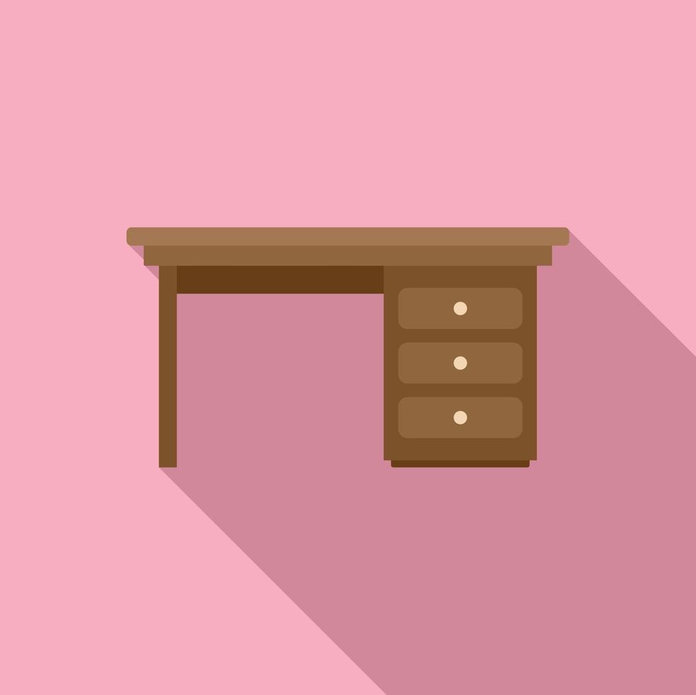 Object table icon flat vector. Wood desk vector