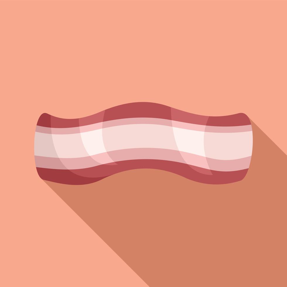 Cooked bacon icon flat vector. Slice meat vector