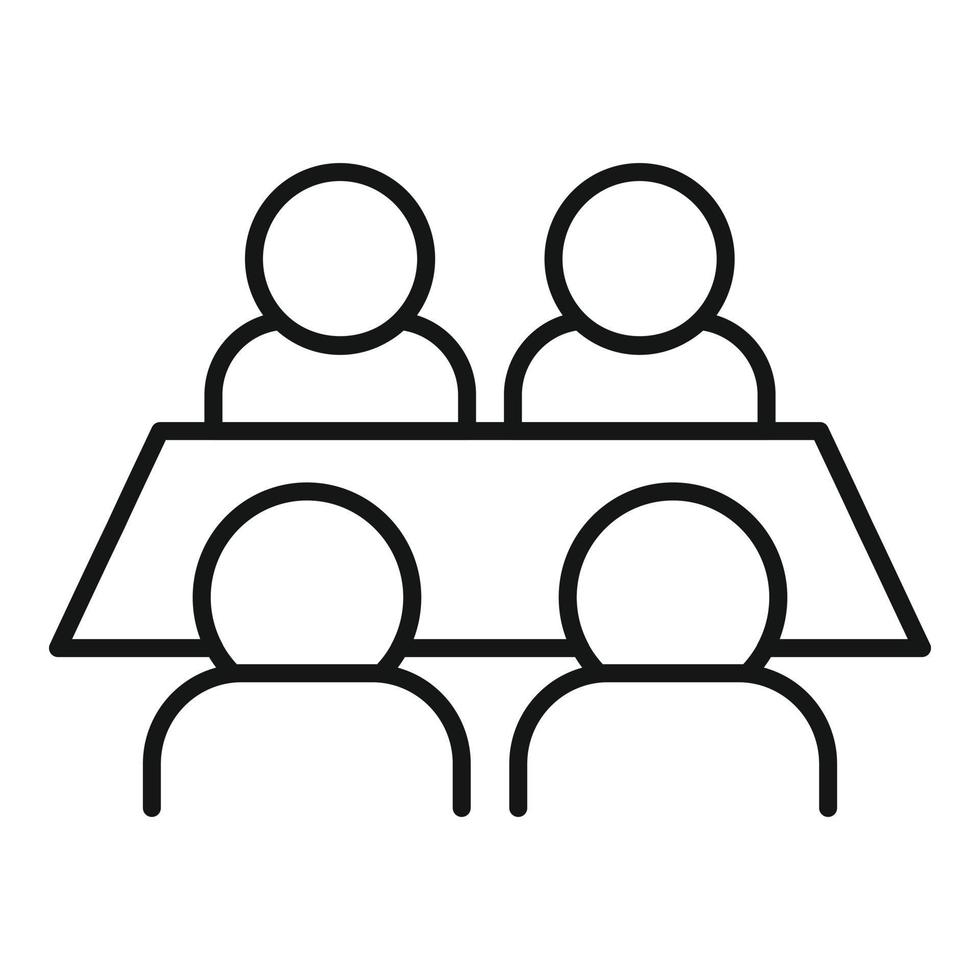 Table discussion icon outline vector. People talk vector