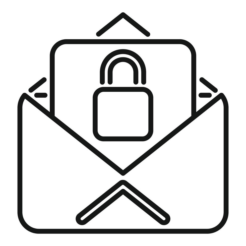 vector de contorno de icono de correo de seguridad. registro de la página