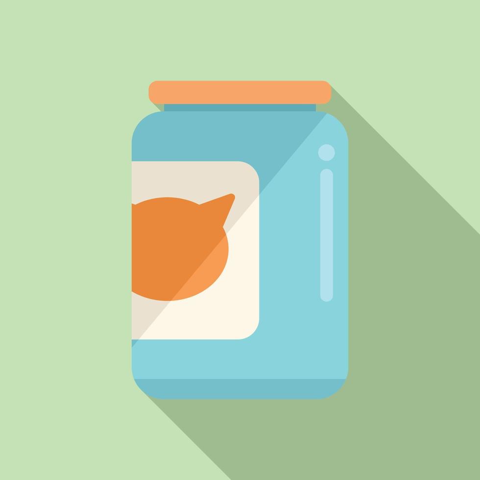 Cat food jar icon flat vector. Feed bowl vector