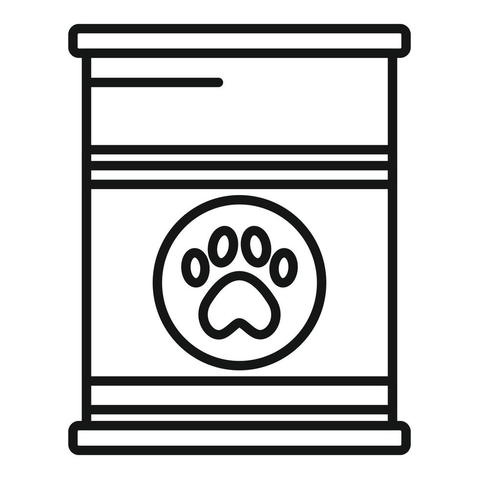 vector de contorno de icono de lata de comida para perros. la alimentación animal