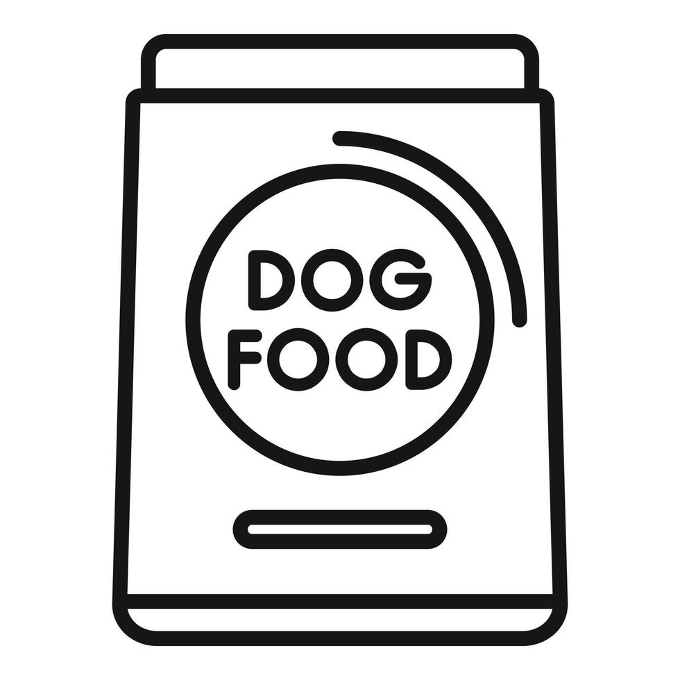 vector de contorno de icono de paquete de comida de perro moderno. mascota de animales