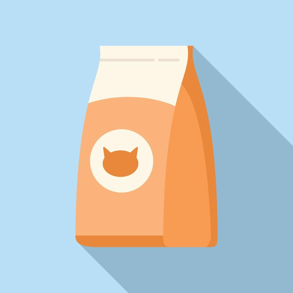 Cat food pack icon flat vector. Pet feed vector