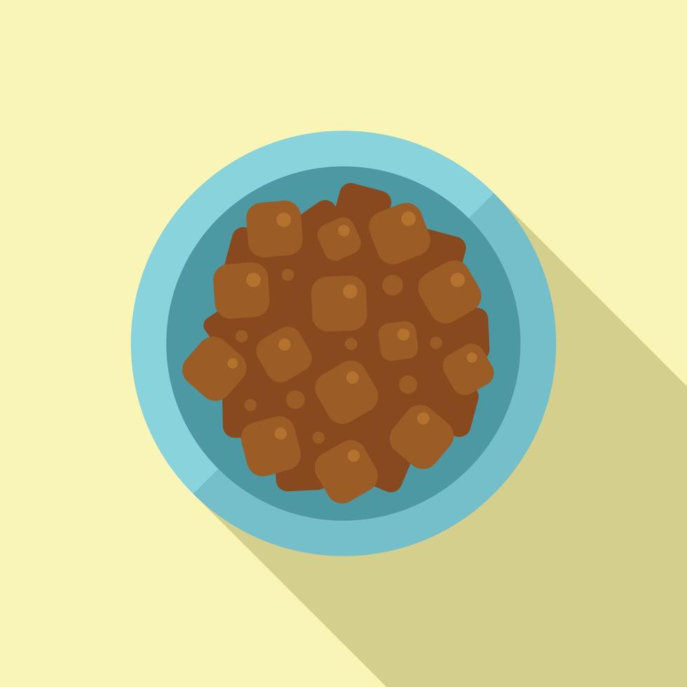 Top view dog food icon flat vector. Pet feed vector