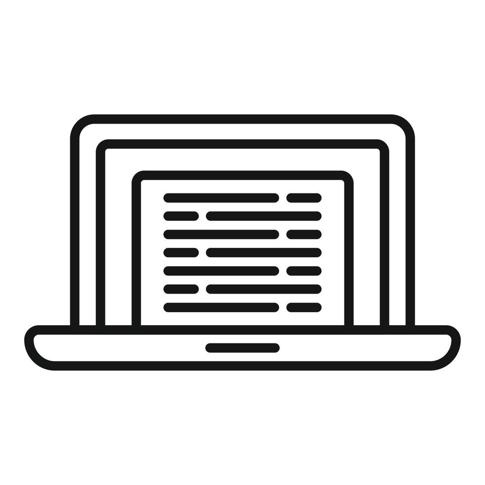 Laptop online test icon outline vector. Remote course vector