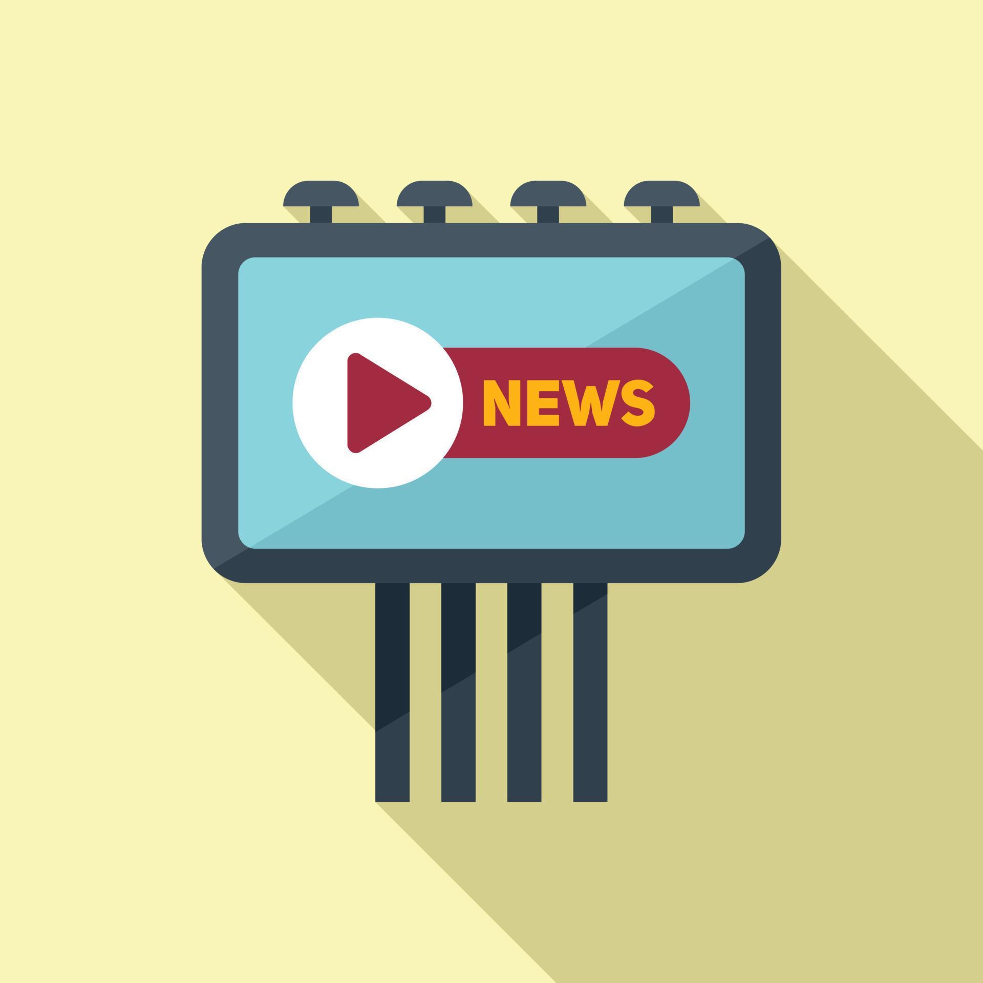 Billboard news icon flat vector. Camera press 15158095 Vector Art at