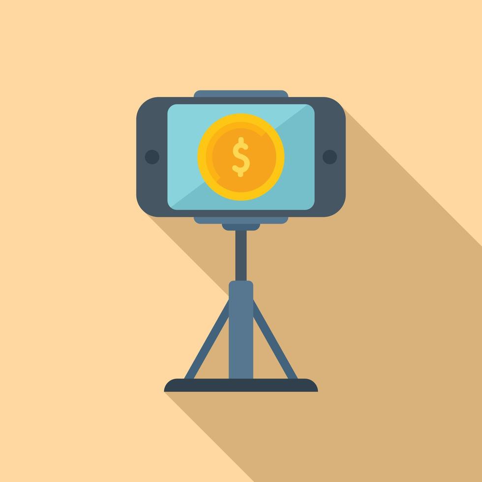 Phone video monetize icon flat vector. Audience strategy vector