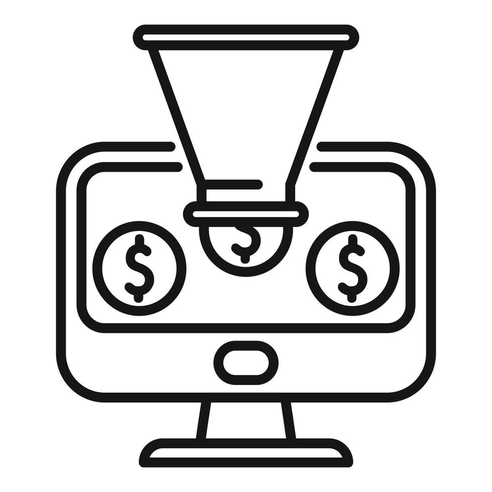 Funnel audience icon outline vector. Strategy monetize vector
