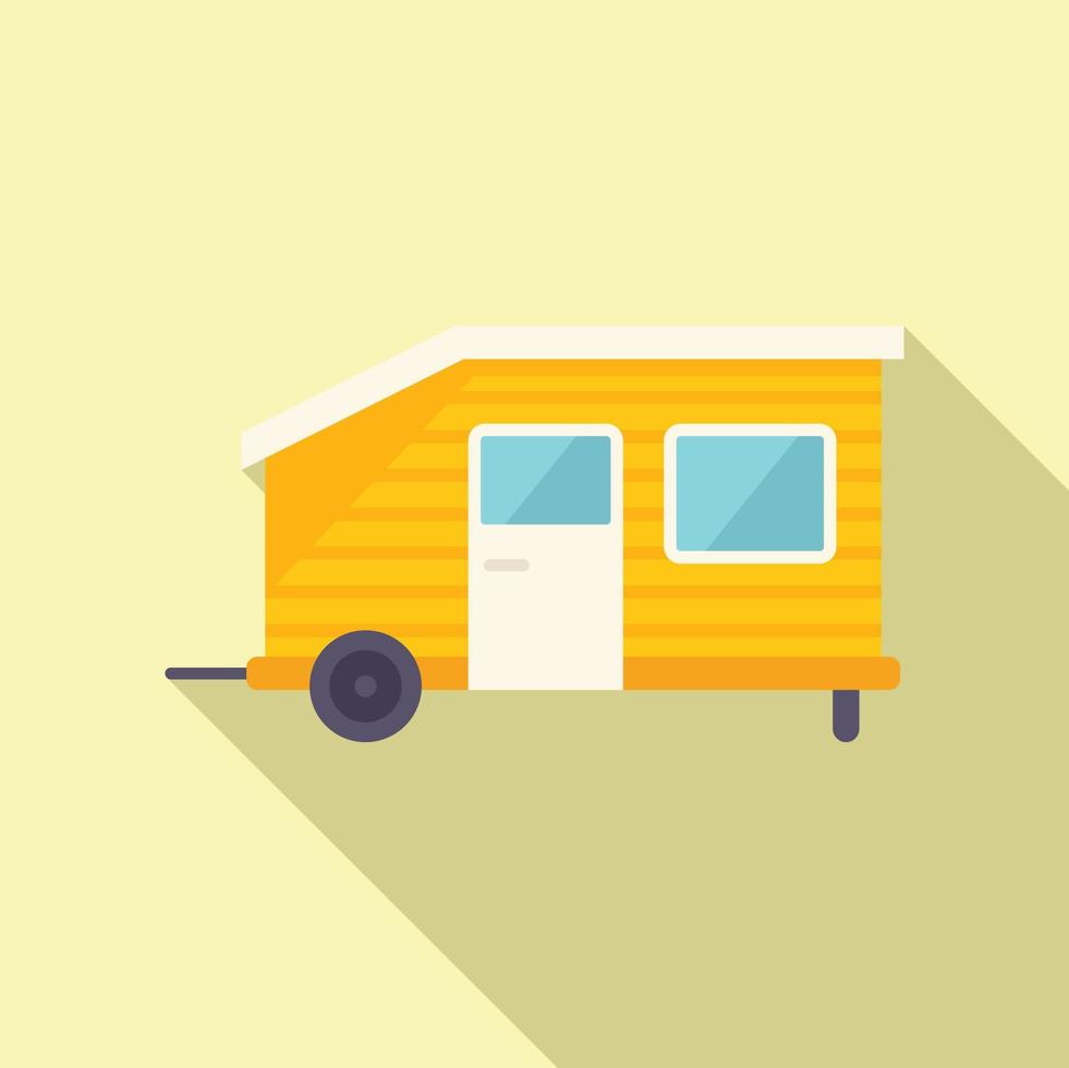 Travel trailer icon flat vector. Auto bus vector