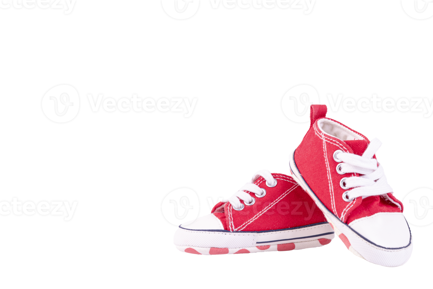 A pair of children's red sneakers on a Transparent background. PNG