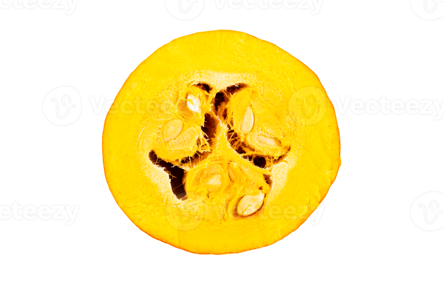 zucca, parte di un arancia zucca tagliare nel metà. trasparente sfondo. png. png