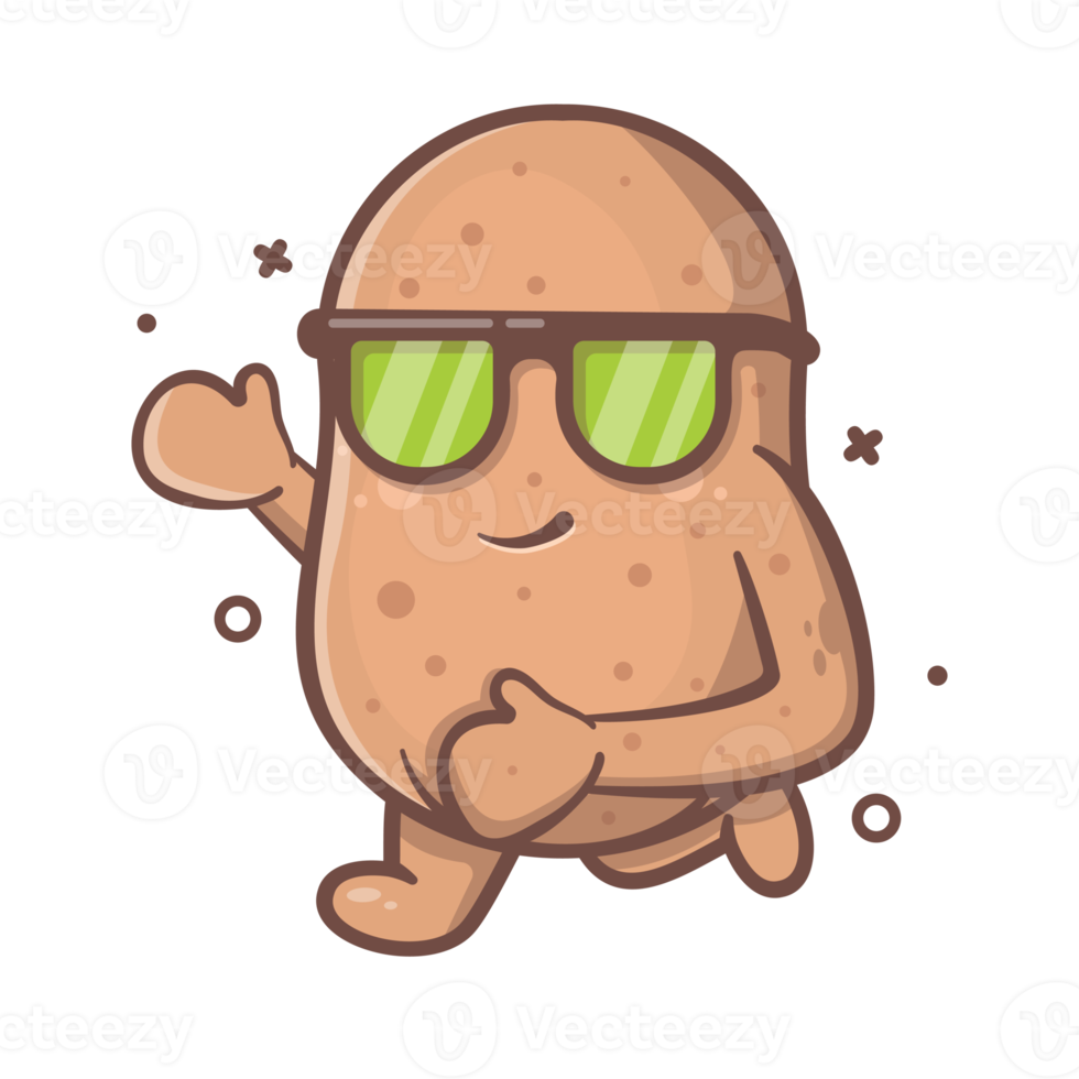 mascote de personagem vegetal de batata sorridente executando desenho isolado em design de estilo simples png