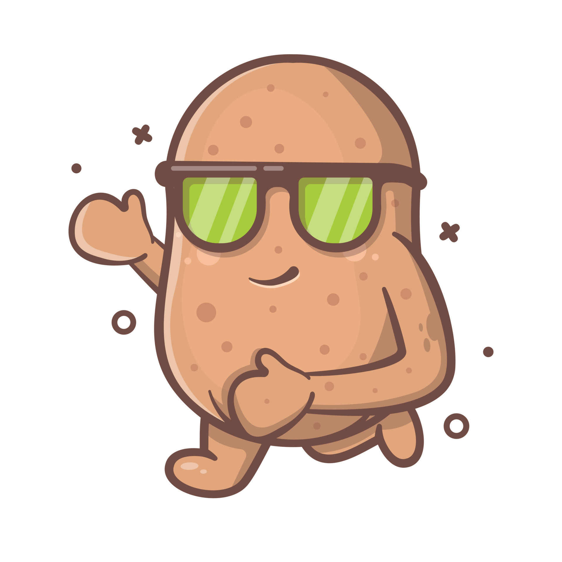 Smiling potato vegetable character mascot running isolated cartoon in