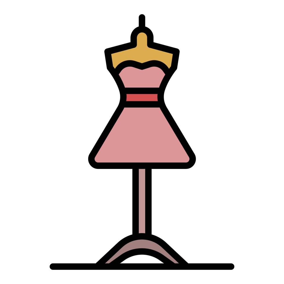 Dress on a mannequin icon color outline vector