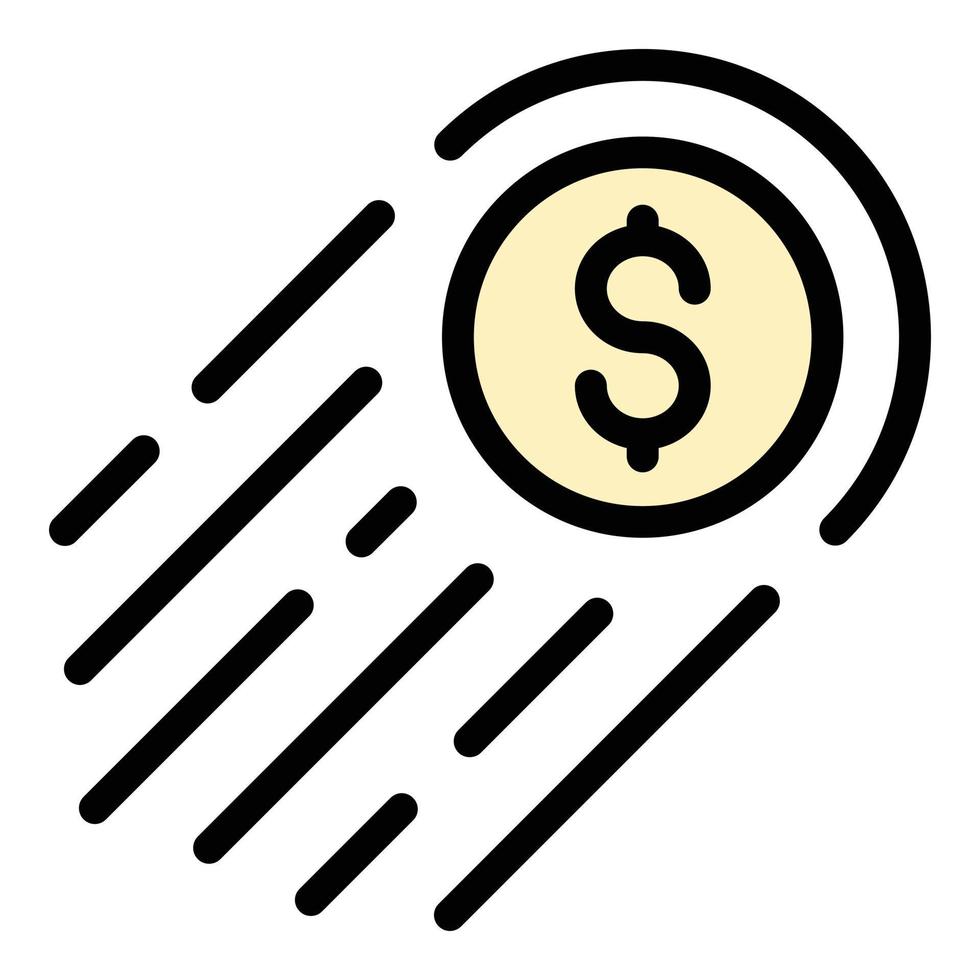 Flying investor money icon color outline vector