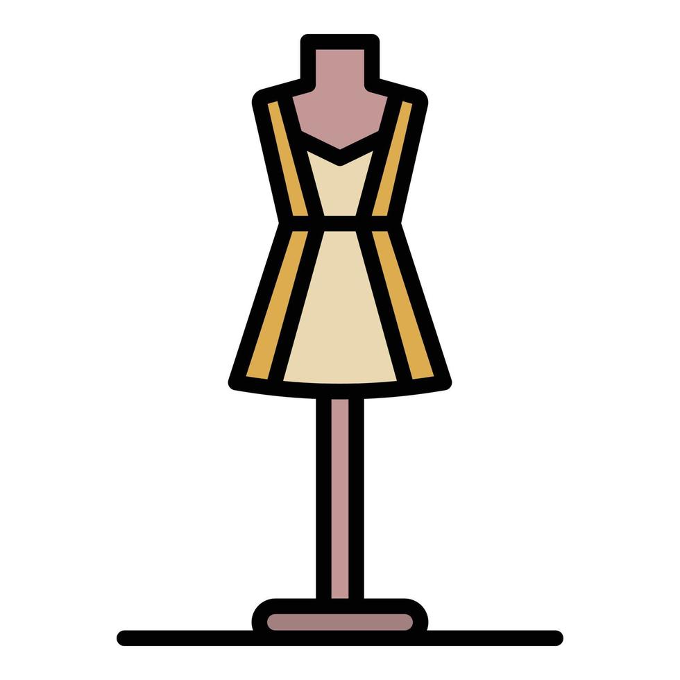 Short dress on a mannequin icon color outline vector