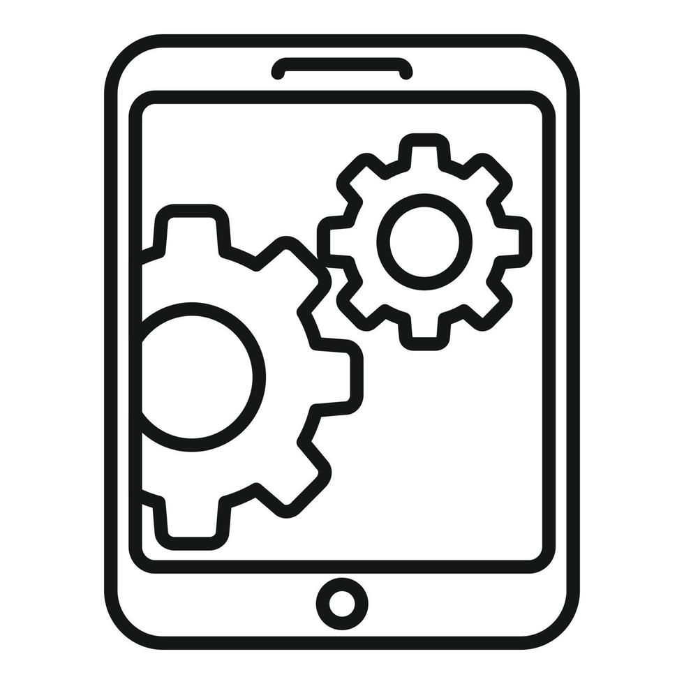 Update tablet icon outline vector. Phone broken vector