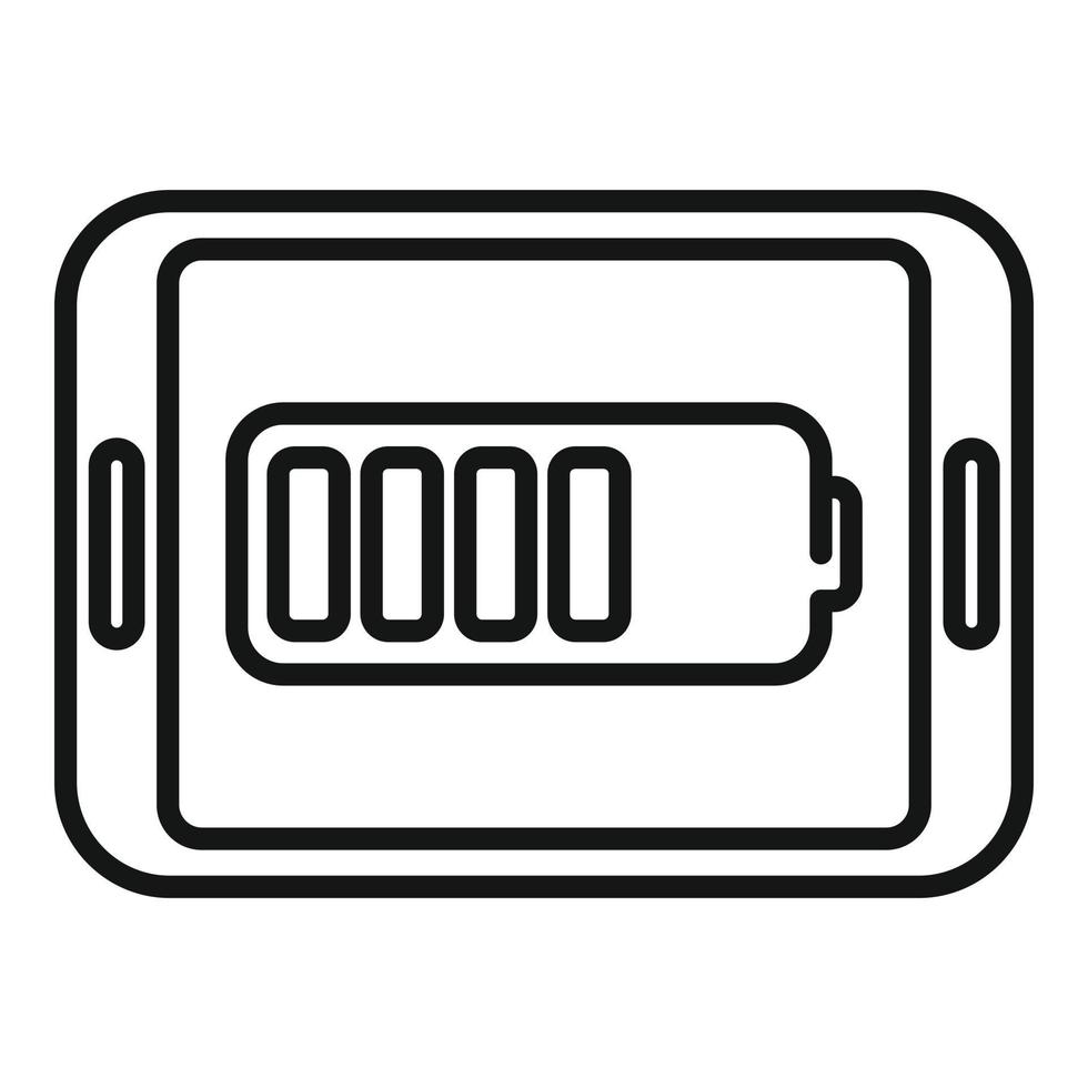 Tablet low battery icon outline vector. Mobile broken vector