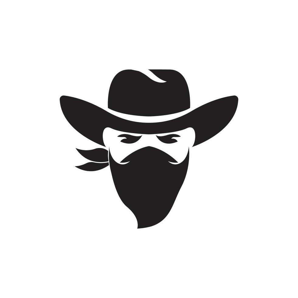 máscara criminal e icono de bandido, diseño de vectores de logotipo