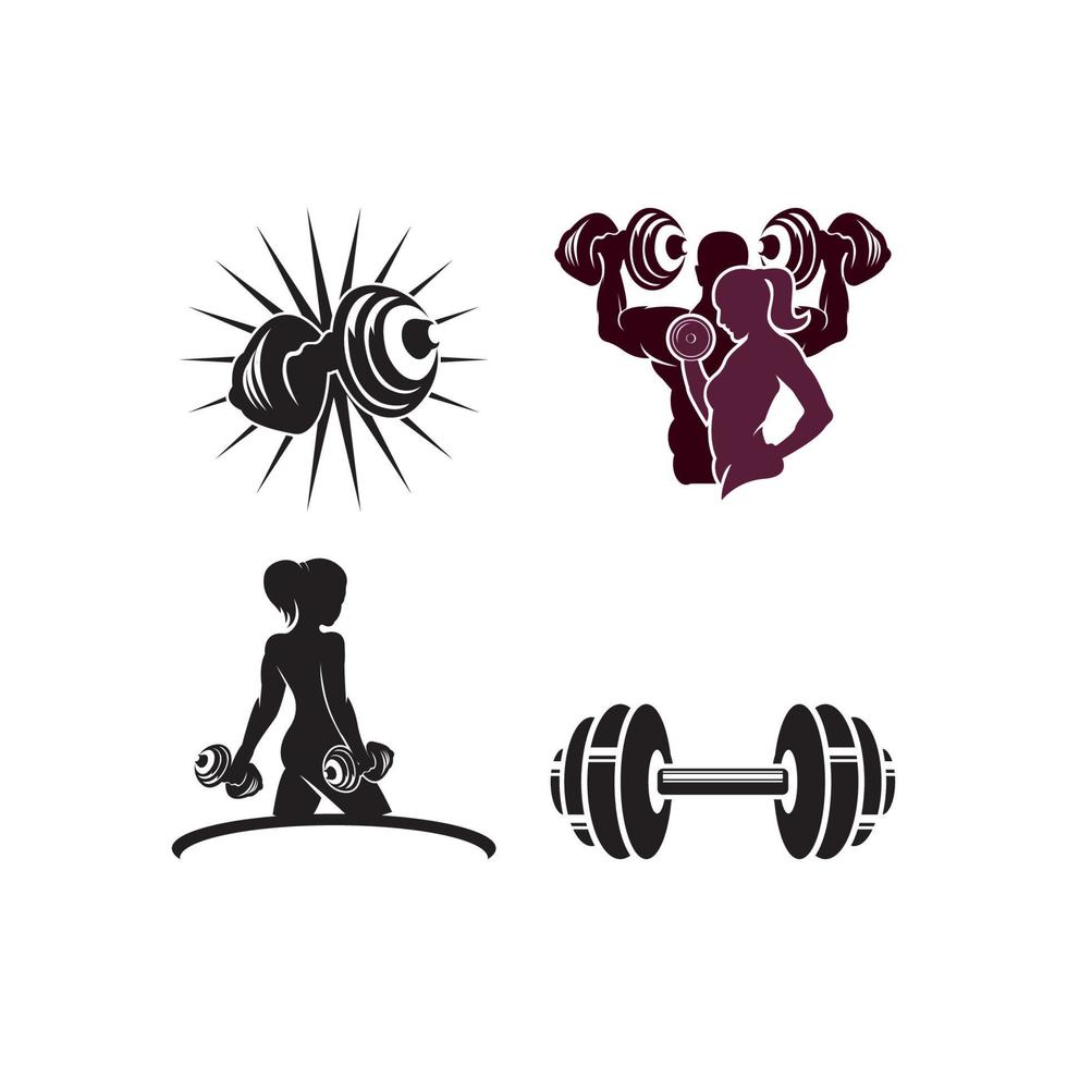 logotipo de fitness y levantamiento de pesas, símbolo de ilustración vectorial vector