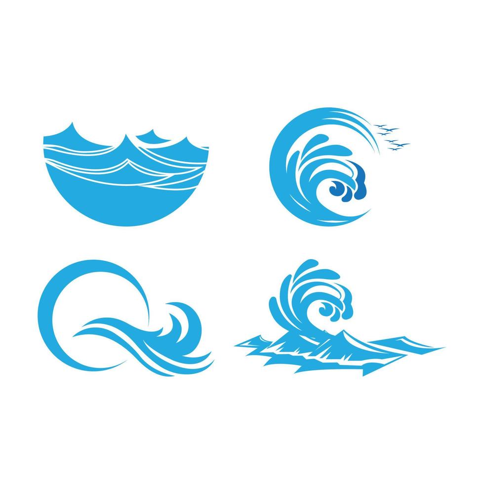 símbolo de onda de agua y plantilla de logotipo de icono vector