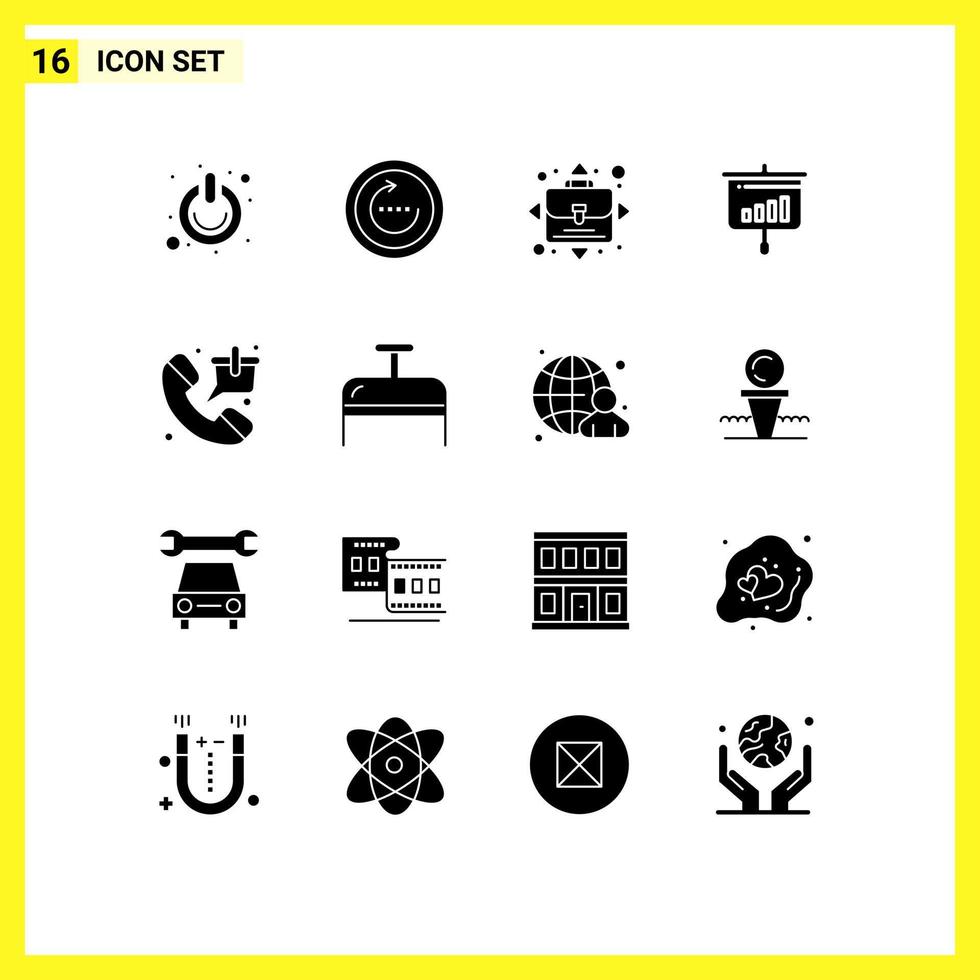 Set of 16 Modern UI Icons Symbols Signs for graph sales sync presentation person Editable Vector Design Elements