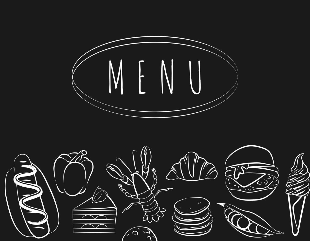 Restaurant cafe menu, template design. Food flyer on chalkboard. Cooking concept. vector