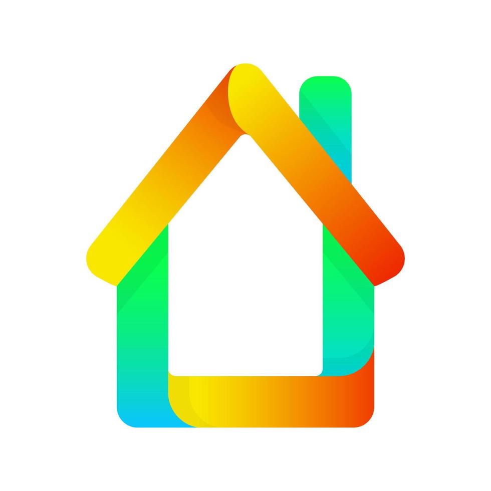 Modern gradient colorful house logo. Vector design element.