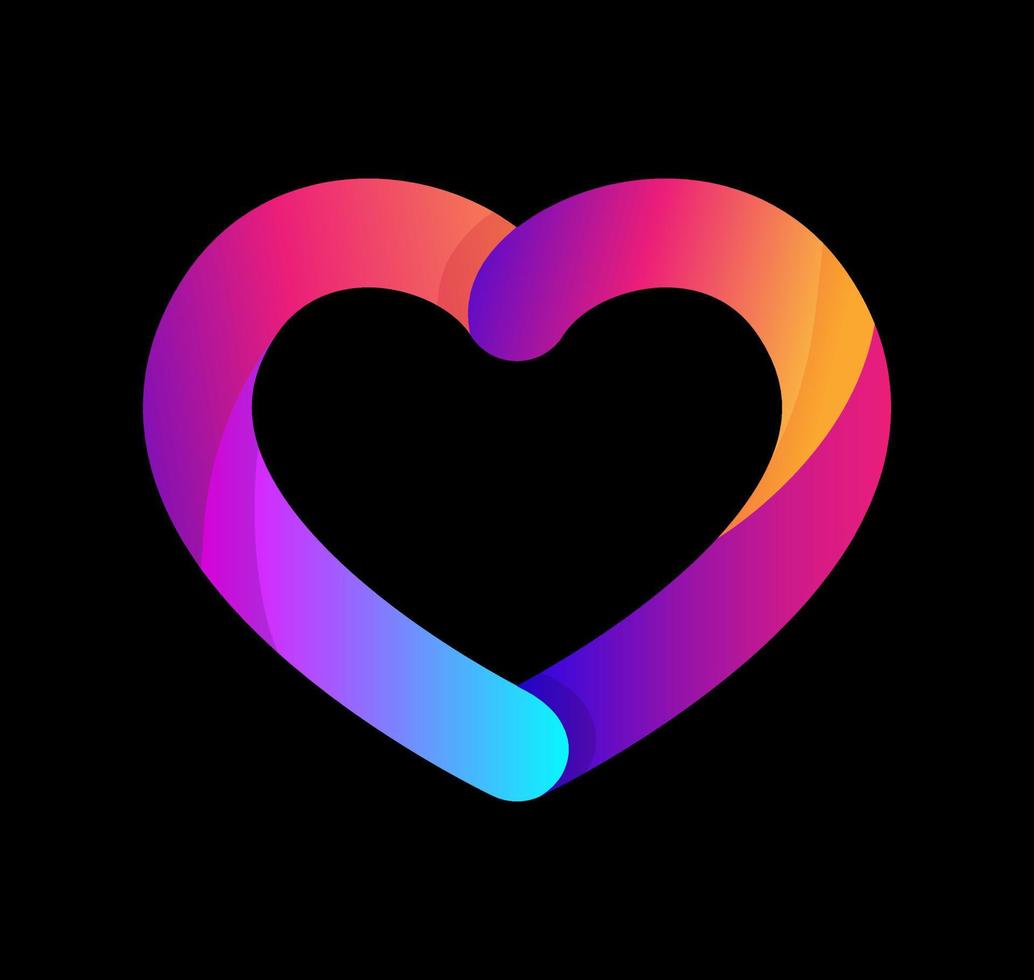 Modern gradient colorful heart shape logo. Vector design element.