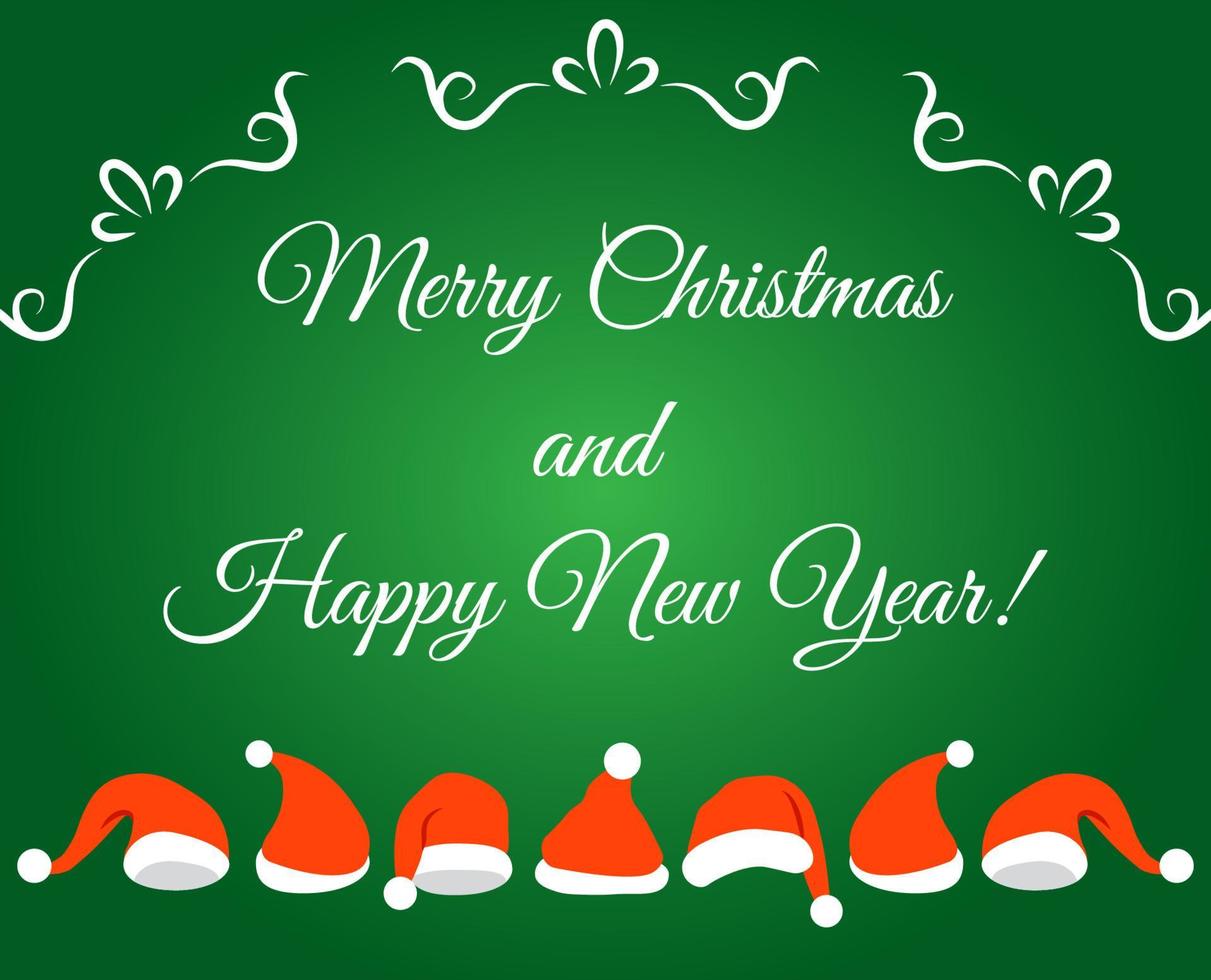 Merry Christmas and Happy New Year celebration card template. Colorful winter holiday banner. vector