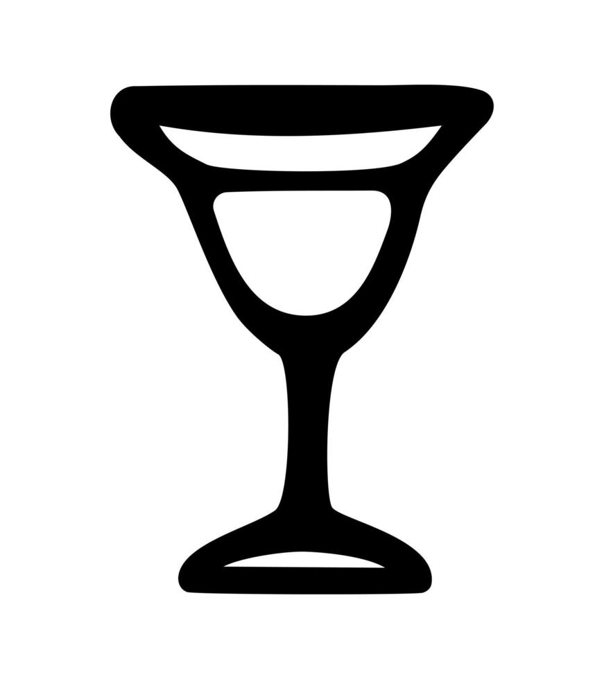 contorno vectorial martini alcohol vaso icono aislado sobre fondo blanco. elemento de diseño de logotipo de bar o restaurante para menús, pubs, postales, publicidad. silueta vectorial plana en estilo garabato. vector