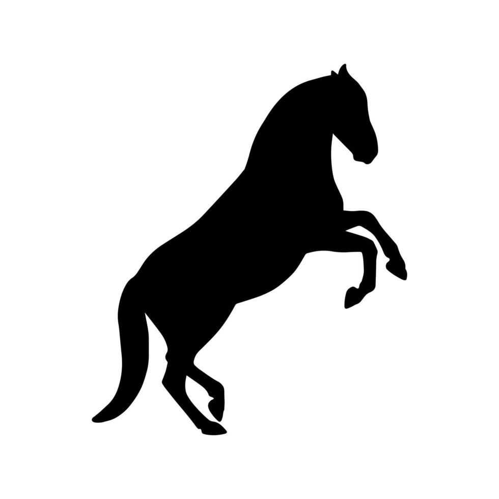 Horse animal silhouette shadow shape isolated on white background. Black simple emblem. vector